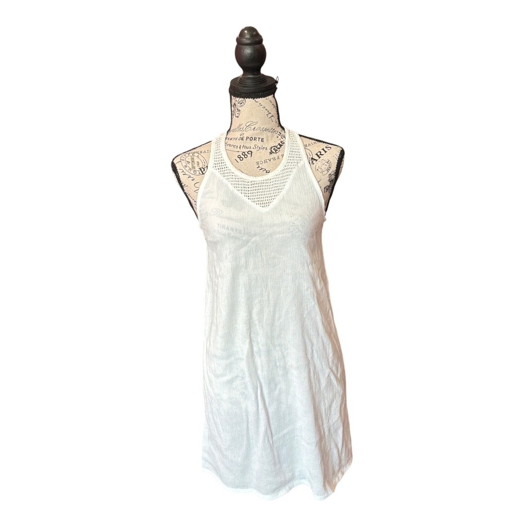Nordstrom Girls White Racerback Dress XL 14/16 Crochet V-Neck Cotton Blend